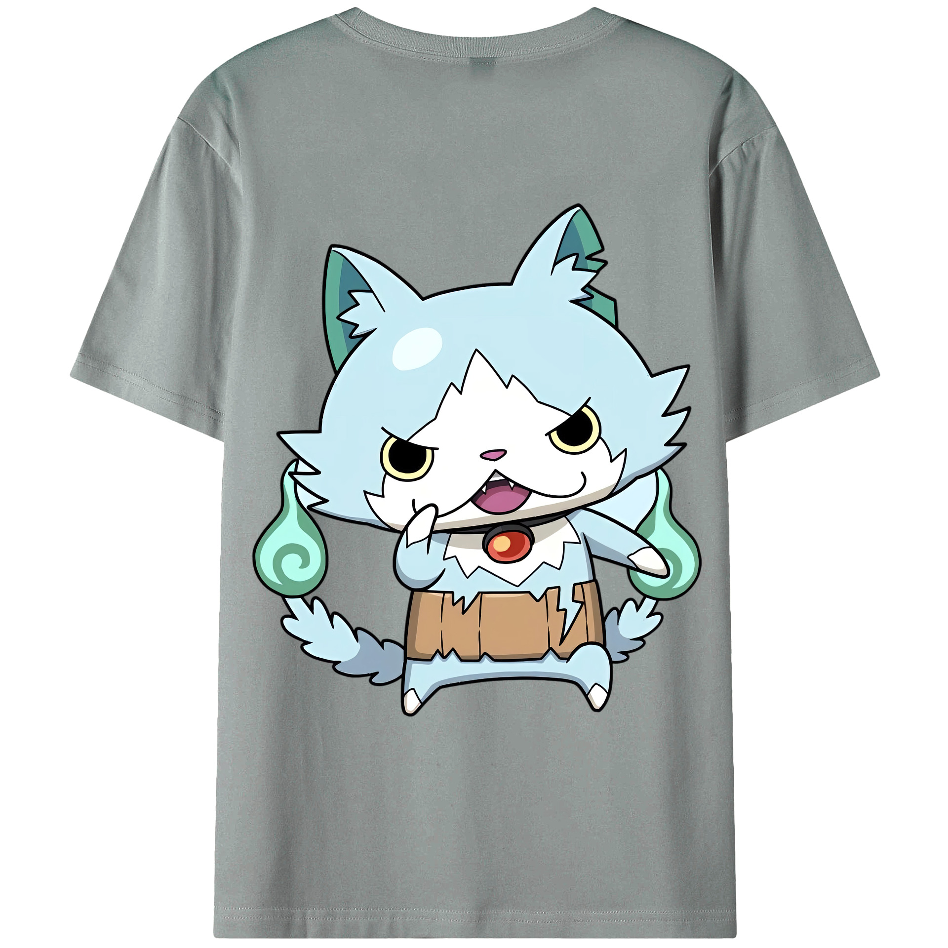 （画像用） 妖怪ウォッチ Yo-kai Watch 綿100％ メンズ半袖Tシャツ（バックプリント） 通気性